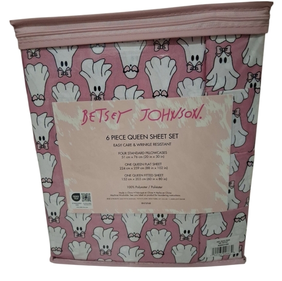 Betsey Johnson Halloween Ghost Queen Sheet 6pc & Soft Throw Blanket Set NEW - Picture 3 of 5